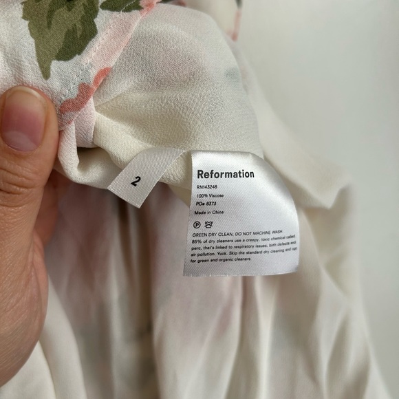 Reformation Floral Midi Dress in Cream and Red - Picture 7 of 7